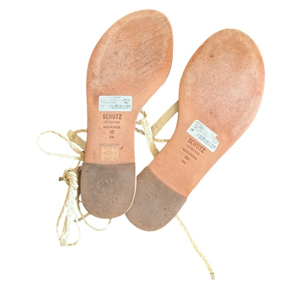 SCHUTZ 314 Straw Embroidered Woven Wrap Gladiator Thong Sandals - Picture 11 of 11